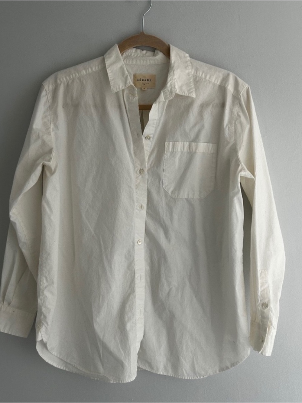 Sézane White Button-Down Cotton Shirt